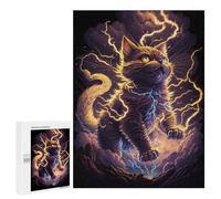 500 PCS Jigsaw Puzzles Thundering Electric Cat Art Print Jigsaw Puzzles for Teenagerss But Fun And Humorous Every Piece Is Unique - Learning Educational Toys 500 PCS