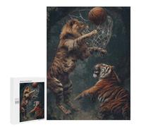 500 PCS Jigsaw Puzzles Tiger Lion Basketball Game Jigsaw for Adults Fun Games Perfect Decoration Unique Gifts for Birthday And Christmas 500 PCS