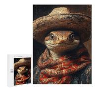 500 PCS Jigsaw Puzzles Western Lizard in Hat Puzzles for Teenagers Enhance Memory Difficult And Challenge Brainteaser Family Games 500 PCS