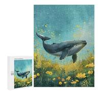 500 PCS Jigsaw Puzzles Whale in Yellow Flowers Puzzles for Teenagers Enhance Memory Difficult And Challenge Brainteaser Family Games 500 PCS
