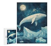 500 PCS Jigsaw Puzzles Whale Watching Under The Moonlight Jigsaws for Adults Puzzle For Family Fun Difficult And Challenge Educational Family Game 500 PCS