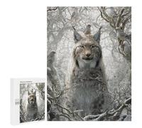 500 PCS Jigsaw Puzzles Winter Lynx with Birds Puzzles for Teenagers Enhance Memory Difficult And Challenge Brainteaser Family Games 500 PCS
