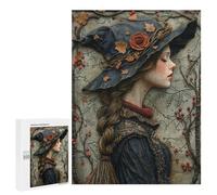 500 PCS Jigsaw Puzzles Witch's Hat with Rose Jigsaws for Adults Puzzle For Family Fun Difficult And Challenge Educational Family Game 500 PCS