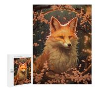 500 PCS Jigsaw Puzzles- Wolf Cherry Blossom Jigsaw for Adults Relaxing Games Staycation Kill Time Deal As Gifts for The Whole Family 500 PCS