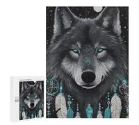 500 PCS Jigsaw Puzzles Wolf Dreamcatcher Wall Art Print Puzzles for Teenagers Enhance Memory Difficult And Challenge Brainteaser Family Games 500 PCS