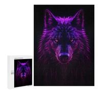 500 PCS Jigsaw Puzzles Wolf Magenta Neon Jigsaw for Adults Fun Games Perfect Decoration Unique Gifts for Birthday And Christmas 500 PCS
