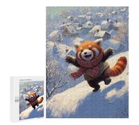 500 PCS Jigsaw Red Panda Winter Fun Jigsaw Puzzles for Adults Family Activities Help The Brain Exercise Deal As Gifts for The Whole Family 500 PCS