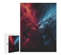 500 PCS Jigsaw Red Vs Blue Lions Epic Face-off Jigsaws for Adults Puzzle But Fun And Humorous Challenging To Complete Unique Birthday And Xmas Gifts 500 PCS