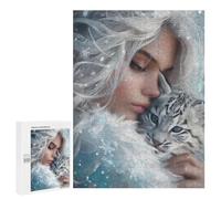 500 PCS Jigsaw Snowflake Serenity White Tiger Cub Jigsaws for Adults Puzzle But Fun And Humorous Challenging To Complete Unique Birthday And Xmas Gifts 500 PCS