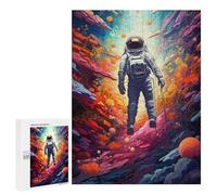 500 PCS Jigsaw Space Explorer Astronaut in Alien Landscape Jigsaw Puzzles for Adults Family Activities Help The Brain Exercise Deal As Gifts for The Whole Family 500 PCS