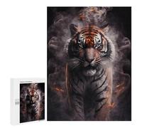 500 PCS Jigsaw Tiger Fire Smoke Artwork Adult Jigsaw Puzzles For Family Fun Parent-child Interaction Gifts for Friends And Family 500 PCS