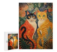 500 PCS Jigsaw Two Cats in Jungle Art Print Jigsaw Puzzles for Adults Family Activities Help The Brain Exercise Deal As Gifts for The Whole Family 500 PCS