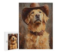 500 PCS Jigsaw Western Dog in Cowboy Hat Jigsaws for Adults Puzzle Stress Reliever Parent-child Interaction Unique Birthday And Xmas Gifts 500 PCS