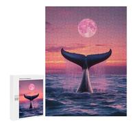 500 PCS Jigsaw Whale Tail Under Moonlight Jigsaw Puzzles for Adults Family Activities Help The Brain Exercise Deal As Gifts for The Whole Family 500 PCS
