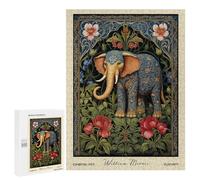 500 PCS Jigsaw William Morris Elephant Floral Adult Jigsaw Puzzles For Family Fun Parent-child Interaction Gifts for Friends And Family 500 PCS