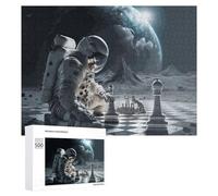 500 PCS Jigsaws Adults Puzzles Astronaut Playing Chess on The Moon Adult Puzzles DIY Toys But Fun And Humorous Unique Gifts for Birthday And Christmas 500 PCS