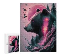 500 PCS Jigsaws Adults Puzzles Bear Pink Silhouette Fores Adult Puzzles Relaxing Games Precision Cutting Unique Gifts for Birthday And Christmas 500 PCS