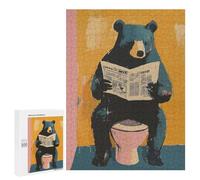 500 PCS Jigsaws Adults Puzzles Bear Reading Newspaper on Toilet Jigsaw Puzzle Family Game Analysis And Logic Parent-child Interaction 500 PCS