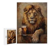 500 PCS Jigsaws Adults Puzzles Beer Drinking Lion Jigsaws for Adults Hands-on Game Wall Decoration Birthday And Unique Gifts 500 PCS
