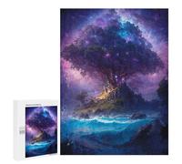 500 PCS Jigsaws Adults Puzzles Big Tree on The Island Jigsaw for Adults Hands-on Game Precision Cutting Parent-child Interaction 500 PCS