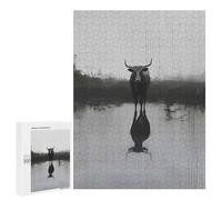 500 PCS Jigsaws Adults Puzzles Black Bull Reflection Jigsaw for Adults Hands-on Game Precision Cutting Parent-child Interaction 500 PCS