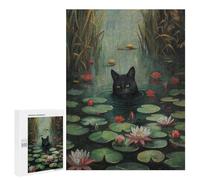500 PCS Jigsaws Adults Puzzles Black Cat River Swimming Jigsaws for Adults Hands-on Game Wall Decoration Birthday And Unique Gifts 500 PCS