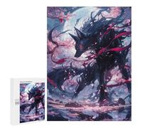 500 PCS Jigsaws Adults Puzzles Black Kitsune Sakura Jigsaw for Adults Toy Wall Decor Perfect Decoration for Is Ideal As A Gift 500 PCS