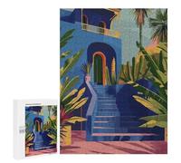 500 PCS Jigsaws Adults Puzzles Blue Moroccan House Teenagers Puzzles Anti-Stress Toys Wall Decoration Unique Gifts for Birthday And Christmas 500 PCS