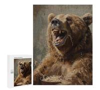 500 PCS Jigsaws Adults Puzzles Brown Bear Eating Noodles Jigsaws for Adults Hands-on Game Wall Decoration Birthday And Unique Gifts 500 PCS
