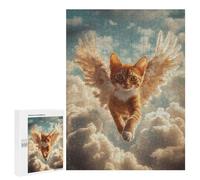 500 PCS Jigsaws Adults Puzzles Cat Memorial Decor Angel Cat in Flight Jigsaw for Adults Hands-on Game Precision Cutting Parent-child Interaction 500 PCS