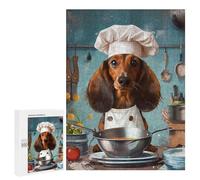 500 PCS Jigsaws Adults Puzzles Chef Dachshund Jigsaw for Adults Hands-on Game Precision Cutting Parent-child Interaction 500 PCS