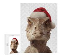 500 PCS Jigsaws Adults Puzzles Christmas Dinosaur with Santa Hat Jigsaw for Adults Hands-on Game Precision Cutting Parent-child Interaction 500 PCS