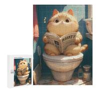 500 PCS Jigsaws Adults Puzzles Chubby Cat Toilet Reading Adult Puzzles Relaxing Games Precision Cutting Unique Gifts for Birthday And Christmas 500 PCS