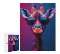 500 PCS Jigsaws Adults Puzzles Cool Vibrant Neon Giraffe Portrait Jigsaw Puzzle Family Game Analysis And Logic Parent-child Interaction 500 PCS