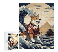 500 PCS Jigsaws Adults Puzzles Corgi Wave Off Kanagawa Adult Puzzles Relaxing Games Precision Cutting Unique Gifts for Birthday And Christmas 500 PCS