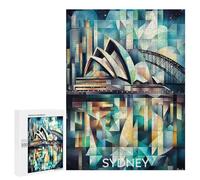 500 PCS Jigsaws Adults Puzzles Cubist Sydney Skyline with Opera House And Harbour Bridge Jigsaw Puzzle Family Game Analysis And Logic Parent-child Interaction 500 PCS