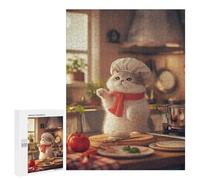 500 PCS Jigsaws Adults Puzzles Cute Cat Chef Jigsaw for Adults Toy Wall Decor Perfect Decoration for Is Ideal As A Gift 500 PCS