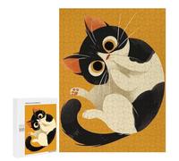 500 PCS Jigsaws Adults Puzzles Cute Cat Covering Its Mouth Jigsaw for Adults Hands-on Game Precision Cutting Parent-child Interaction 500 PCS