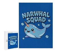 500 PCS Jigsaws Adults Puzzles Cute Narwhal Squad Cartoon Illustration Teenagers Puzzles Anti-Stress Toys Wall Decoration Unique Gifts for Birthday And Christmas 500 PCS