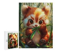 500 PCS Jigsaws Adults Puzzles Cute Red Panda Eating Bamboo Jigsaw for Adults Hands-on Game Precision Cutting Parent-child Interaction 500 PCS