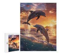 500 PCS Jigsaws Adults Puzzles Dolphin Sunset Dance Jigsaws for Adults Hands-on Game Wall Decoration Birthday And Unique Gifts 500 PCS