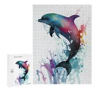 500 PCS Jigsaws Adults Puzzles Dolphin Watercolor Jigsaw for Adults Toy Wall Decor Perfect Decoration for Is Ideal As A Gift 500 PCS