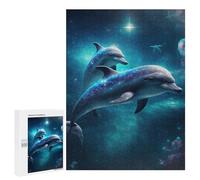 500 PCS Jigsaws Adults Puzzles Dolphins in Cosmic Waters Jigsaws for Adults Family Games Presents for Women for Is Ideal As A Gift 500 PCS