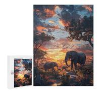 500 PCS Jigsaws Adults Puzzles Elephants Nature SynthWave Jigsaws for Adults Hands-on Game Wall Decoration Birthday And Unique Gifts 500 PCS