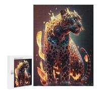500 PCS Jigsaws Adults Puzzles Fire Flames Fantasy Jaguar Adult Puzzles Relaxing Games Precision Cutting Unique Gifts for Birthday And Christmas 500 PCS