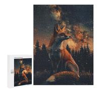 500 PCS Jigsaws Adults Puzzles Fox In Forest With Meteor Jigsaws for Adults Relaxing Games Difficult Challenge Difficult And Challenge 500 PCS