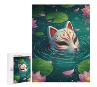 500 PCS Jigsaws Adults Puzzles Fox Mask in Lily Pond Jigsaws for Adults Toy Wall Decor Home Decoration for Is Ideal As A Gift 500 PCS
