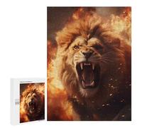 500 PCS Jigsaws Adults Puzzles Furious Lion Fire Flames Adult Puzzles Relaxing Games Precision Cutting Unique Gifts for Birthday And Christmas 500 PCS