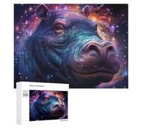 500 PCS Jigsaws Adults Puzzles Galactic Hippo Cosmic Artwork Adult Puzzles DIY Toys But Fun And Humorous Unique Gifts for Birthday And Christmas 500 PCS
