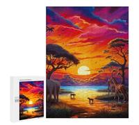 500 PCS Jigsaws Adults Puzzles Gifts African Sunset Majesty Jigsaw Puzzle Relax Games Staycation Kill Time Birthday Present, Gifts, 500 PCS